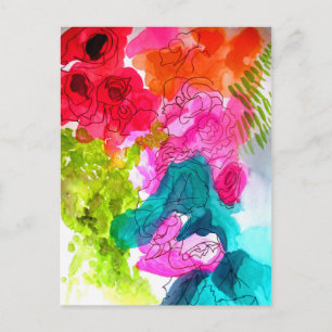 Waterverf abstracte kunst briefkaart