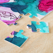 Waterverf abstracte kunst legpuzzel (Zijkant)