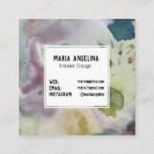 Waterverf abstracte kunst moderne spetters vierkante visitekaartje (Achterkant)