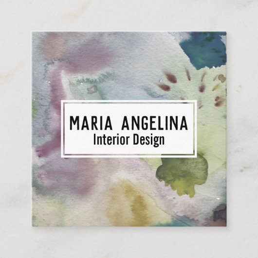 Waterverf abstracte kunst moderne spetters vierkante visitekaartje (Voorkant)