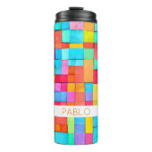 Waterverf Abstracte Kunst NAAM Kleurrijke Hip Mod  Thermosbeker (Voorkant)