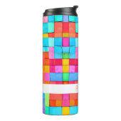 Waterverf Abstracte Kunst NAAM Kleurrijke Hip Mod  Thermosbeker (Gedraaid links)