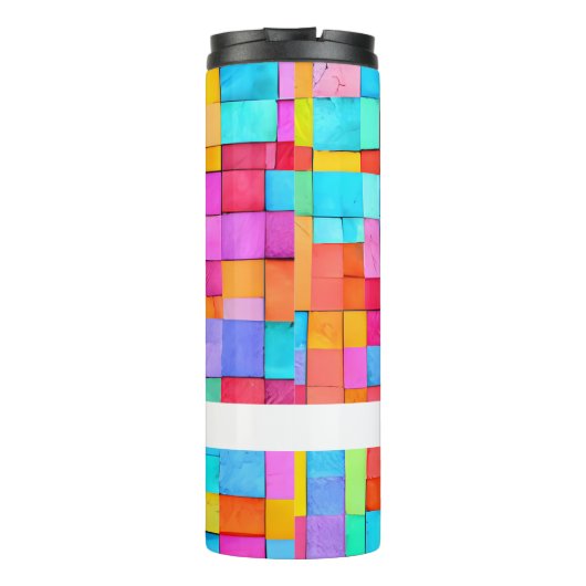 Waterverf Abstracte Kunst NAAM Kleurrijke Hip Mod  Thermosbeker (Achterkant)