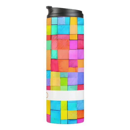 Waterverf Abstracte Kunst NAAM Kleurrijke Hip Mod  Thermosbeker (Geroteerd rechts)