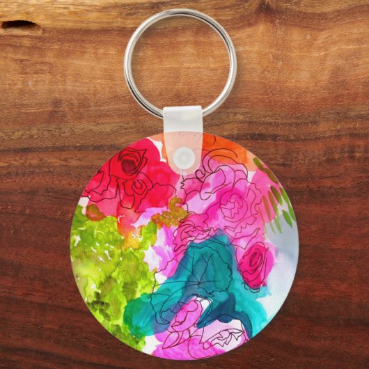 Waterverf abstracte kunst sleutelhanger (Voorkant)