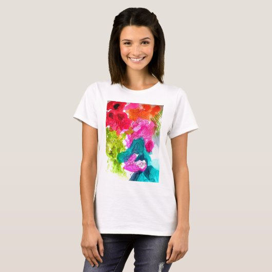 Waterverf abstracte kunst t-shirt (Voorkant volledig)