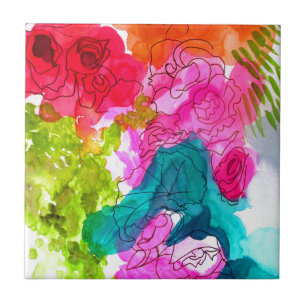Waterverf abstracte kunst tegeltje
