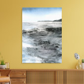 Waterverf Abstracte Kustrotsachtige Strandschilder Canvas Afdruk (Insitu (Woonkamer))