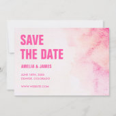 Waterverf Abstracte levendige roze vet typografie Save The Date (Voorkant)