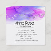 *~* Waterverf Abstracte Magenta Blauw Modern Vierkante Visitekaartje (Achterkant)