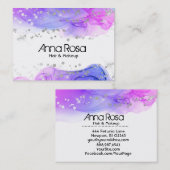 *~* Waterverf Abstracte Magenta Lavender Modern Visitekaartje (Voorkant / Achterkant)