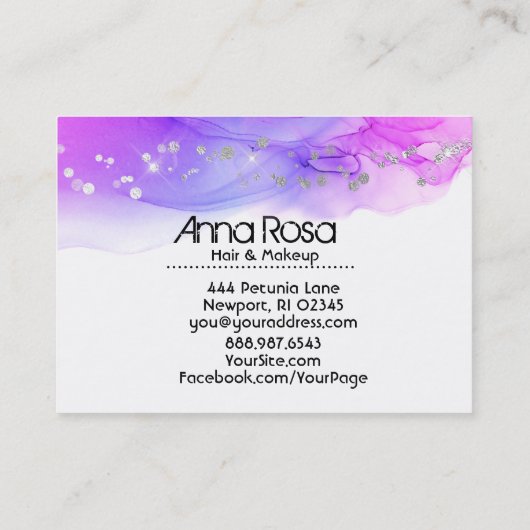 *~* Waterverf Abstracte Magenta Lavender Modern Visitekaartje (Achterkant)