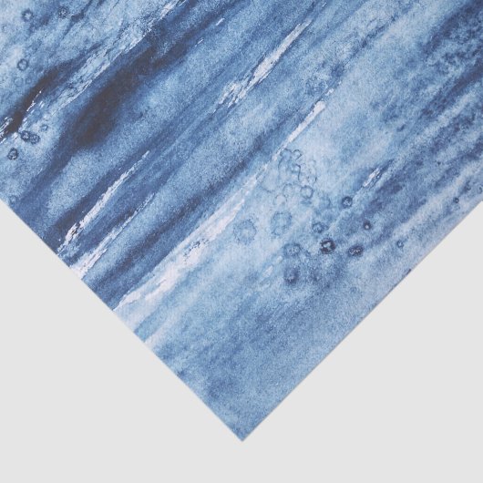 Waterverf Abstracte marineblauw wit Tissuepapier (Detail)