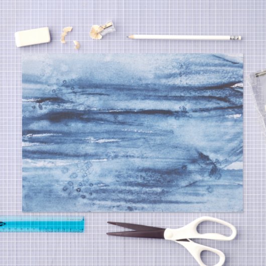 Waterverf Abstracte marineblauw wit Tissuepapier (Craft)