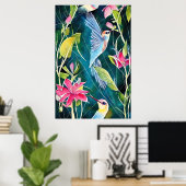 Waterverf Abstracte Mingbird Wall Art Poster (Thuiskantoor)