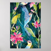 Waterverf Abstracte Mingbird Wall Art Poster (Voorkant)