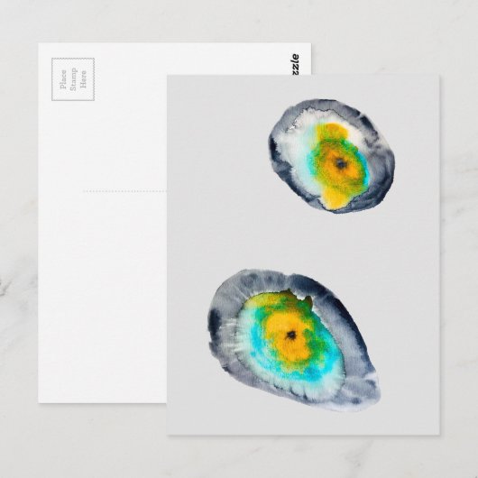 waterverf abstracte oesterschelpen briefkaart (Voorkant / Achterkant)