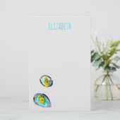 waterverf abstracte oesterschelpen briefpapier (Staand voorkant)