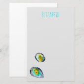 waterverf abstracte oesterschelpen briefpapier (Voorkant / Achterkant)