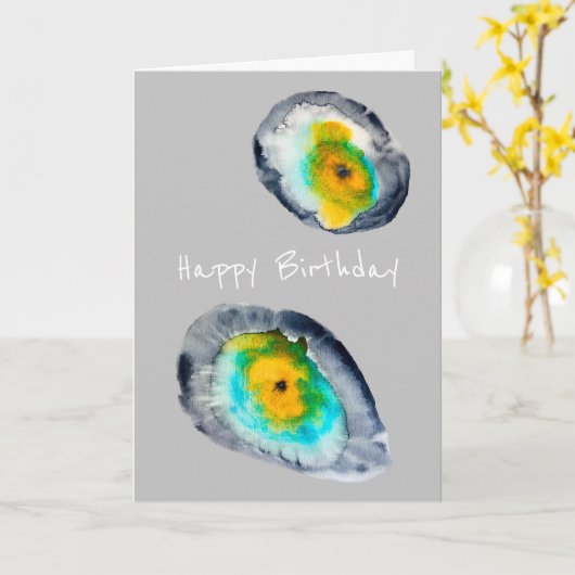 waterverf abstracte oesterschelpen kaart (Gele Bloem)