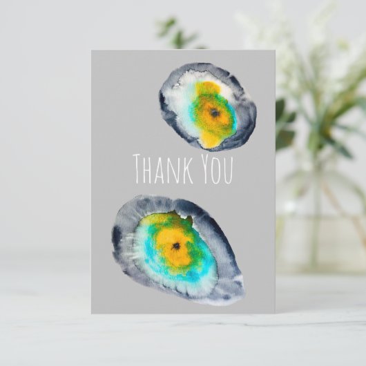 waterverf abstracte oesterschelpen notitiekaartje (Staand voorkant)