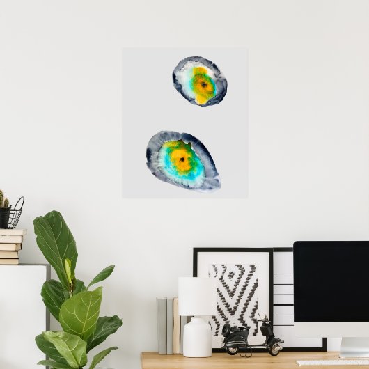 waterverf abstracte oesterschelpen poster (Thuiskantoor)