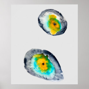 waterverf abstracte oesterschelpen poster