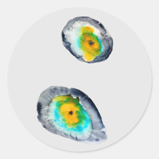 waterverf abstracte oesterschelpen ronde sticker (Voorkant)