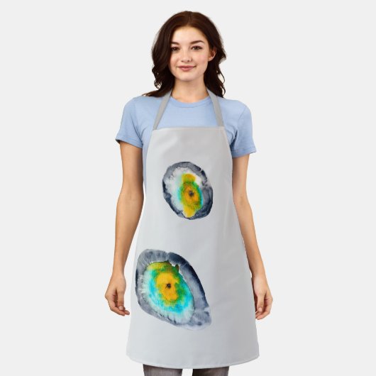 waterverf abstracte oesterschelpen schort (Gedragen)