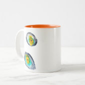 waterverf abstracte oesterschelpen tweekleurige koffiemok (Voorkant links)