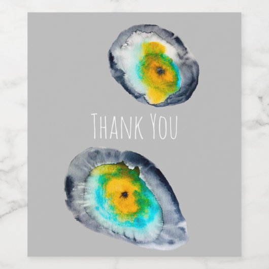 waterverf abstracte oesterschelpen wijn etiket (Enkel label)