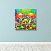 Waterverf Abstracte paddenstoelen Canvas Afdruk (Insitu (Houten vloer))