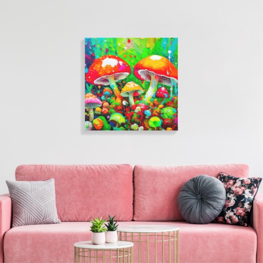Waterverf Abstracte paddenstoelen Canvas Afdruk (Insitu (Woonkamer))