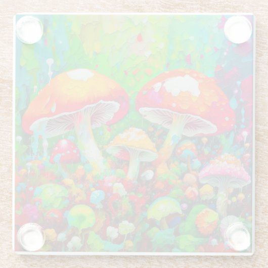 Waterverf Abstracte paddenstoelen Glazen Onderzetter (Achterkant)