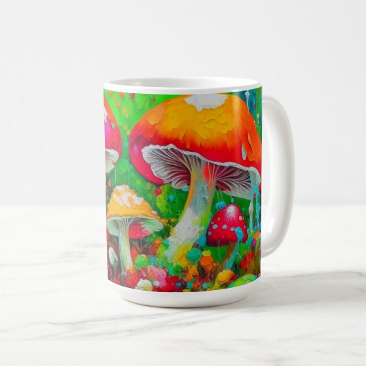 Waterverf Abstracte paddenstoelen Koffiemok (Voorkant rechts)