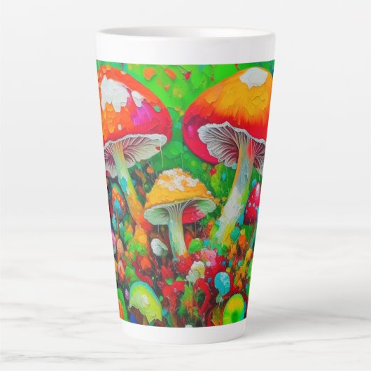 Waterverf Abstracte paddenstoelen Latte Mok (Voorkant)