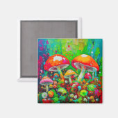 Waterverf Abstracte paddenstoelen Magneet (Voorkant / Achterkant)