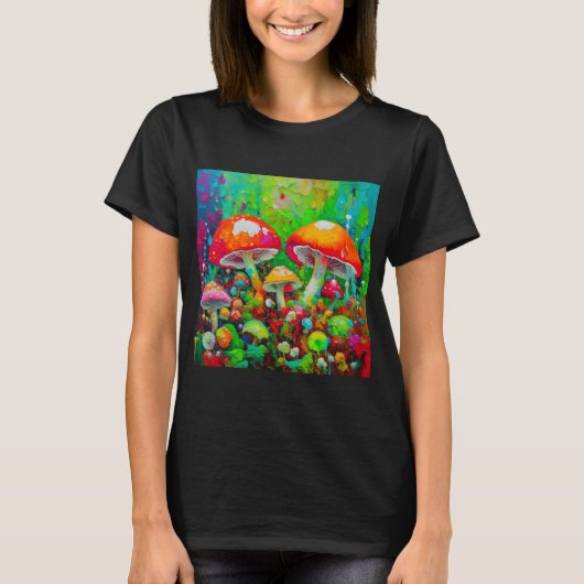 Waterverf Abstracte paddenstoelen T-shirt (Voorkant)