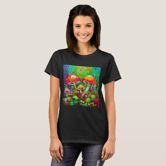 Waterverf Abstracte paddenstoelen T-shirt (Voorkant volledig)
