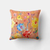 Waterverf Abstracte papaver oranje achtergrond Kussen (Achterkant)