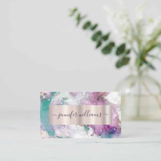 Waterverf Abstracte pasta Elegant Beauty Salon Visitekaartje (Staand voorkant)