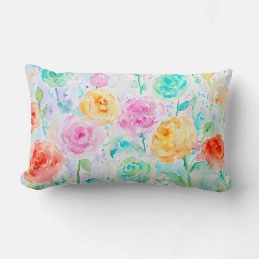 Waterverf Abstracte Ranunculus Pillow Cushions Kussen (Voorkant)
