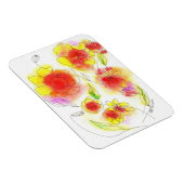 Waterverf abstracte rode en gele bloemen magneet (Rechterzijde)