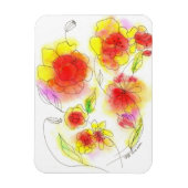 Waterverf abstracte rode en gele bloemen magneet (Verticaal)