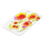 Waterverf abstracte rode en gele bloemen magneet (Linkerzijde)