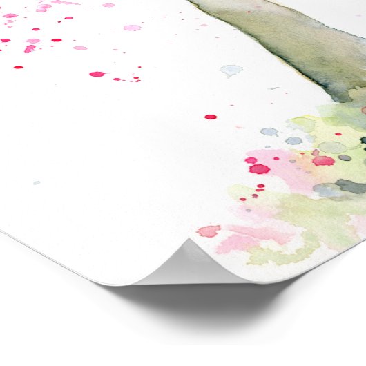 Waterverf Abstracte roze Cherry-boom Poster (Hoek)