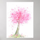 Waterverf Abstracte roze Cherry-boom Poster (Voorkant)
