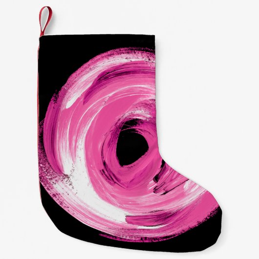 Waterverf abstracte roze draai kleine kerstsok (Voorkant)
