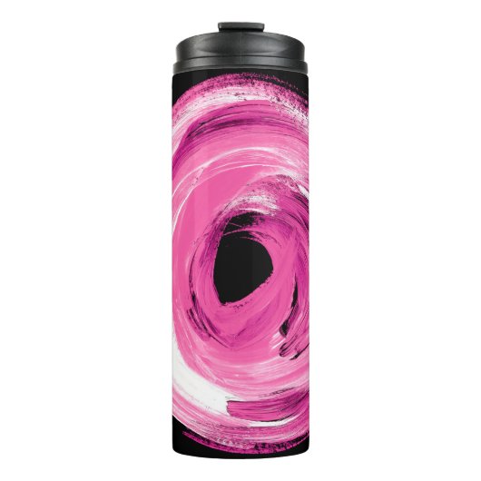 Waterverf abstracte roze draai thermosbeker (Voorkant)
