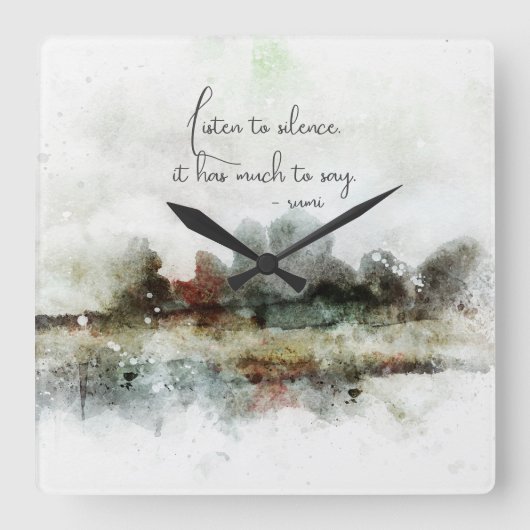 Waterverf Abstracte Rumi Quote Cadeaus Cadeau Vierkante Klok (Voorkant)